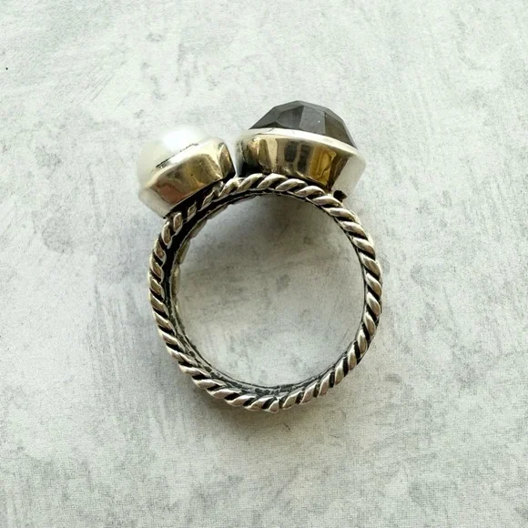 Sundance Catalog Labradorite Pearl Sterling Silver Piccadilly Circus Ring Size 6 - Picture 10 of 10